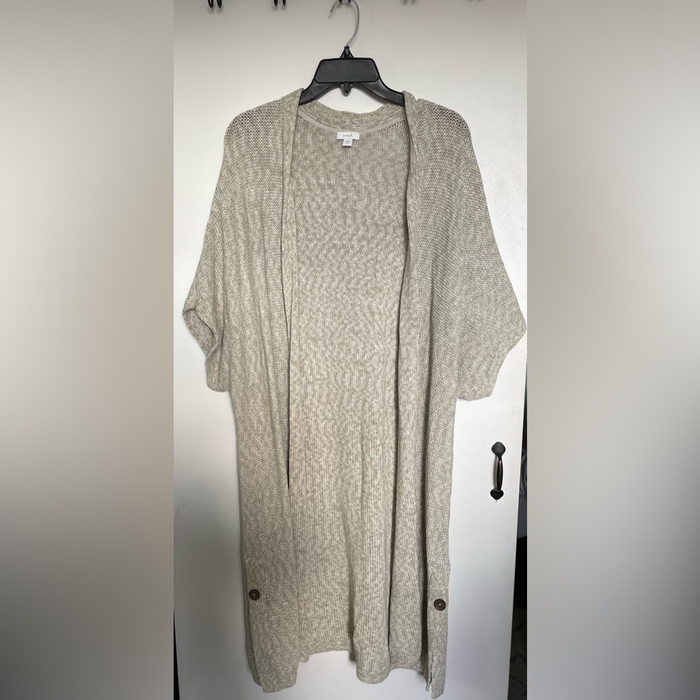 Pure Jill Short Sleeve Long Cardigan
